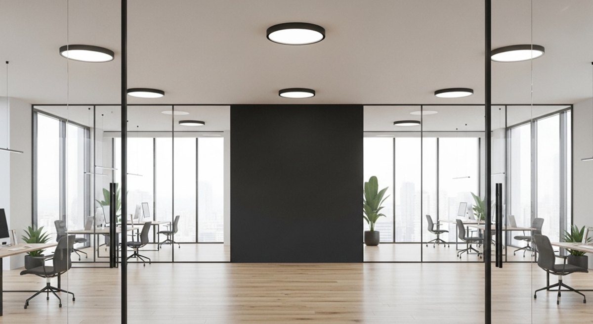 Glass partition office fitted with SAP hardware